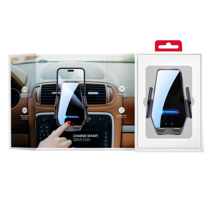 Держатель для телефона для автомобиля беспроводной (индукционный) Forcell F-Grip HS6 15W для стекла / решетки черный