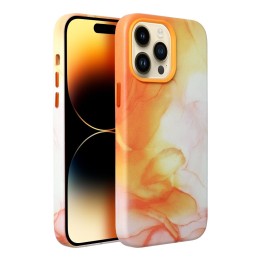 Case LEATHER MAG COVER compatible with MagSafe for IPHONE 11 Pro orange splash