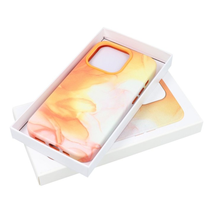 Case LEATHER MAG COVER compatible with MagSafe for IPHONE 11 Pro orange splash