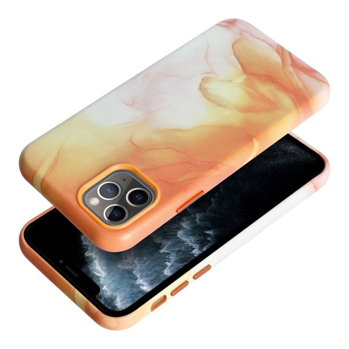 Case LEATHER MAG COVER compatible with MagSafe for IPHONE 11 Pro orange splash