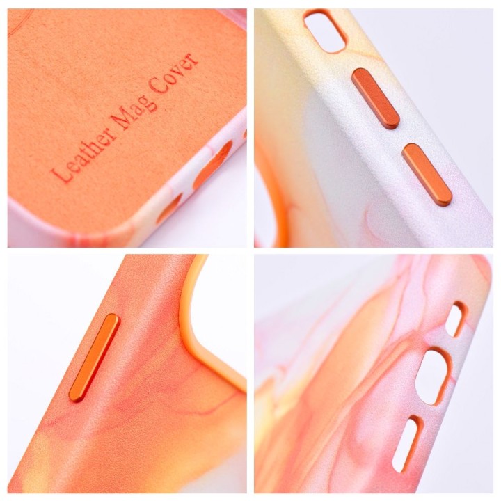 Futerał LEATHER MAG COVER kompatybilny z MagSafe do IPHONE 11 Pro orange splash