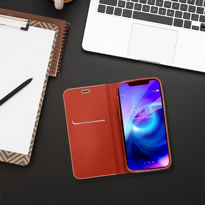 Чехол с клапаном для Samsung A17 Luna Book Gold красный