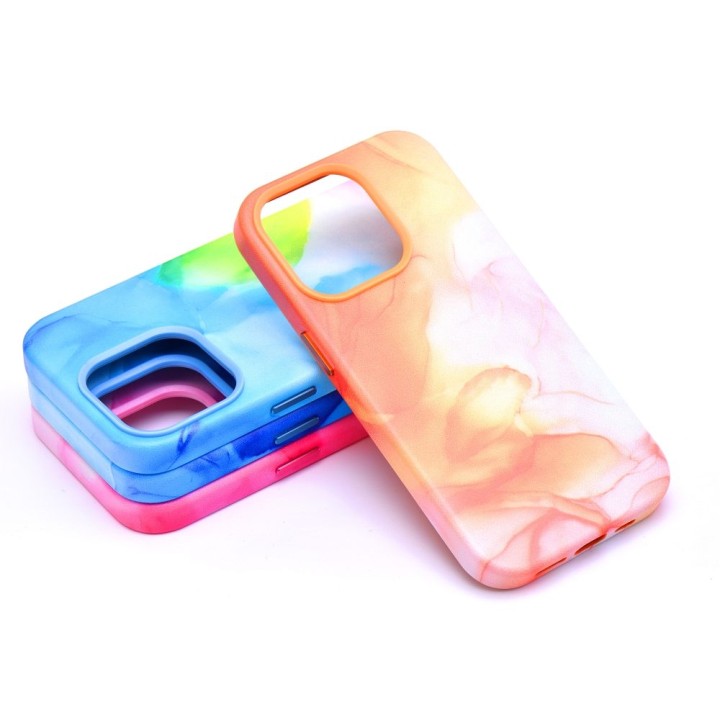 Case LEATHER MAG COVER compatible with MagSafe for IPHONE 11 Pro orange splash