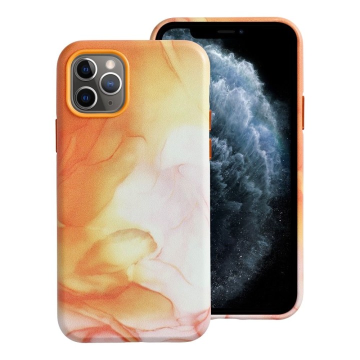 Чехол LEATHER MAG COVER, совместимый с MagSafe, для IPHONE 11 Pro orange splash