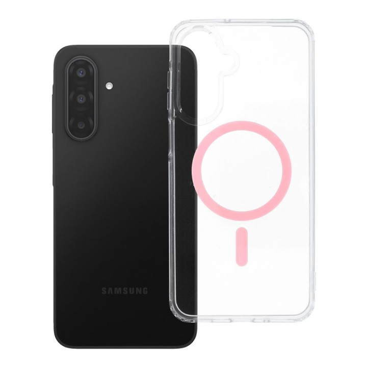 Чехол для Samsung A17 / A18 Drop Glue Colorful Ring Mag Cover совместимый с MagSafe розовый