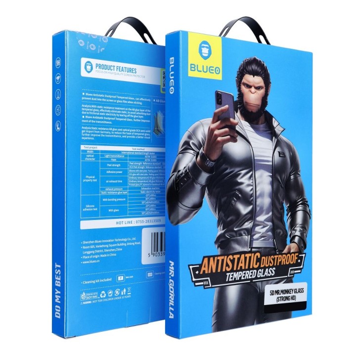 Закаленное стекло 5D для iPhone 17 PRO Mr. Monkey Glass (Anti-Static Strong HD) черное