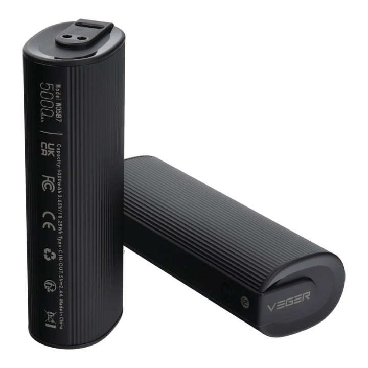 Power bank Veger (W0587) 2,4A 2 pcs 2 x 5000 mAh with hand warmer black-silver