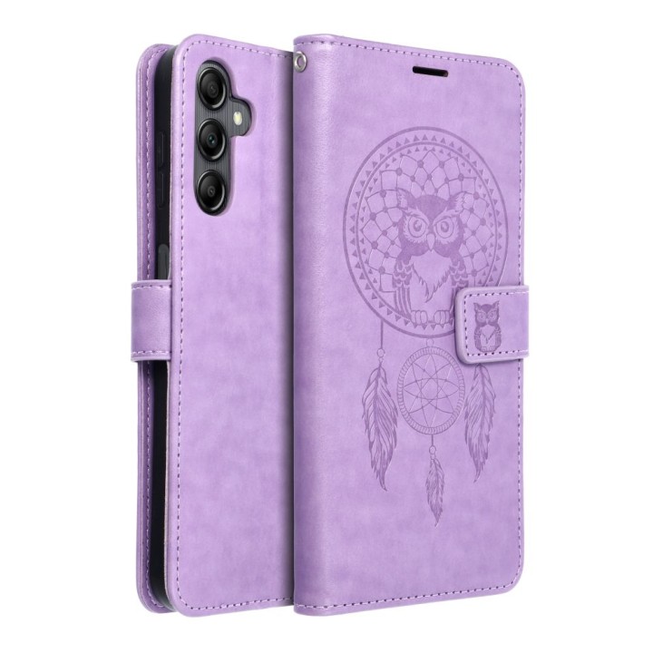 Etui z klapką na Samsung A14 4G / A14 5G Mezzo Book łapacz snów fioletowe