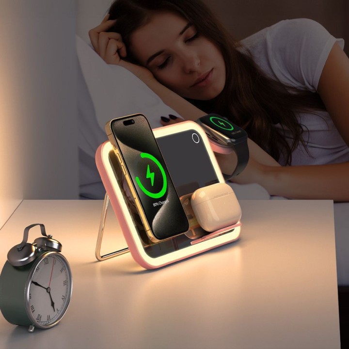 Forcell F-ENERGY Mag Mirror 3 in 1 15W ładowarka indukcyjna z kompatybilna z MagSafe / Apple Watch / Samsung Watch / Airpods