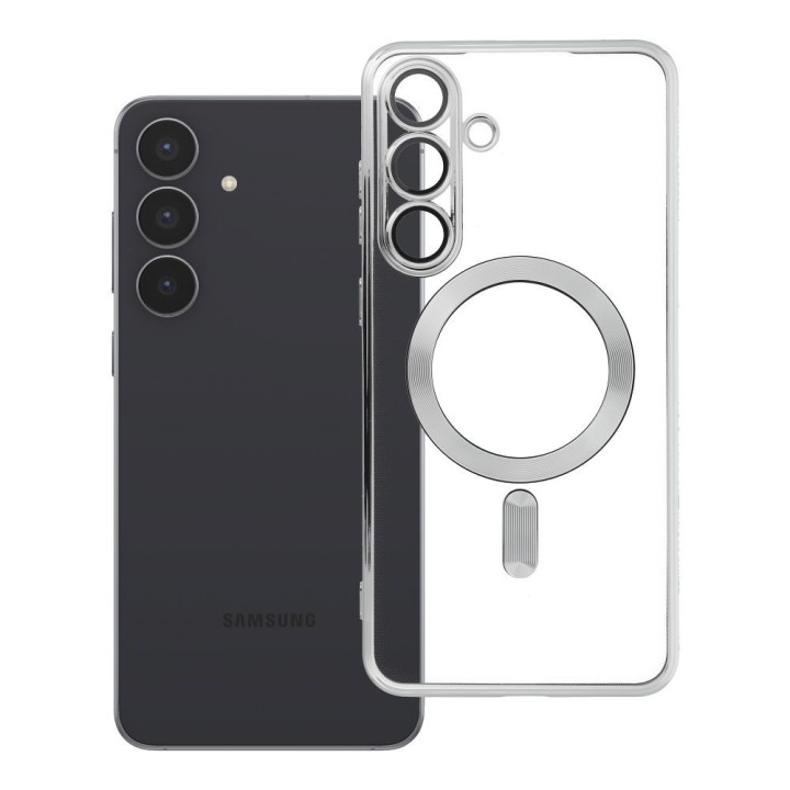 Чехол для Samsung S25 FE Electro Mag Cover совместимый с MagSafe серебристый
