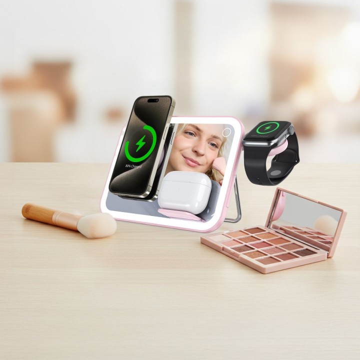 Forcell F-ENERGY Mag Mirror 3 in 1 15W wireless charger compatible with MagSafe / Apple Watch / Samsung Watch / Airpods