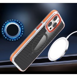 Etui na iPhone 17 Pro Max / 18 Pro Max (low camera edge) Fiber zgodne z MagSafe pomarańczowe