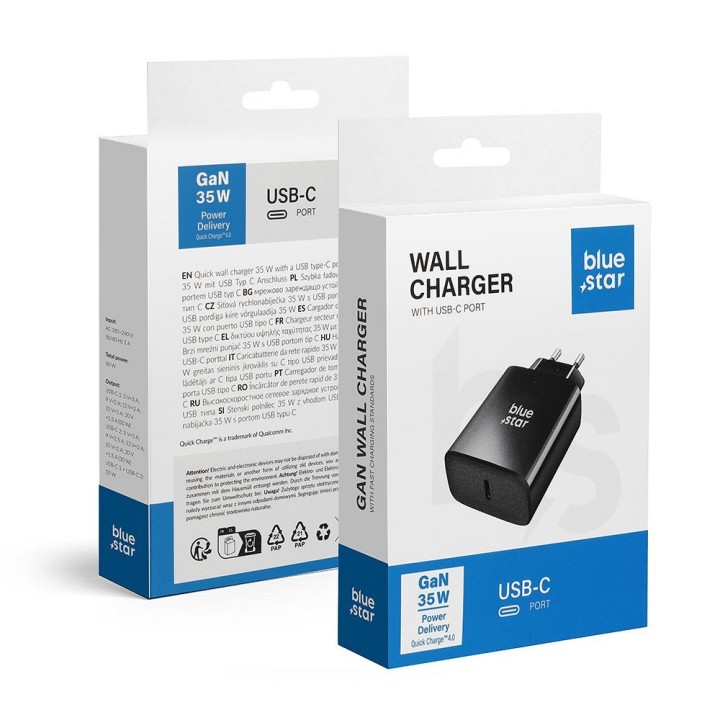 Wall charger for phone Blue Star USB C QC4.0 PD 3A 35W TFB-TC-35WPD black