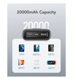 Bateria zewnętrzna (POWER BANK) VEGER L20S - 20 000mAh LCD Quick Charge PD 20W czarny (VP2039PD / W2039PD)