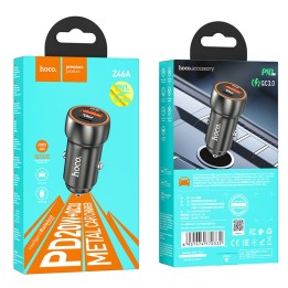 Car charger Hoco USB A + USB C QC3.0 PD 20W Z46A grey