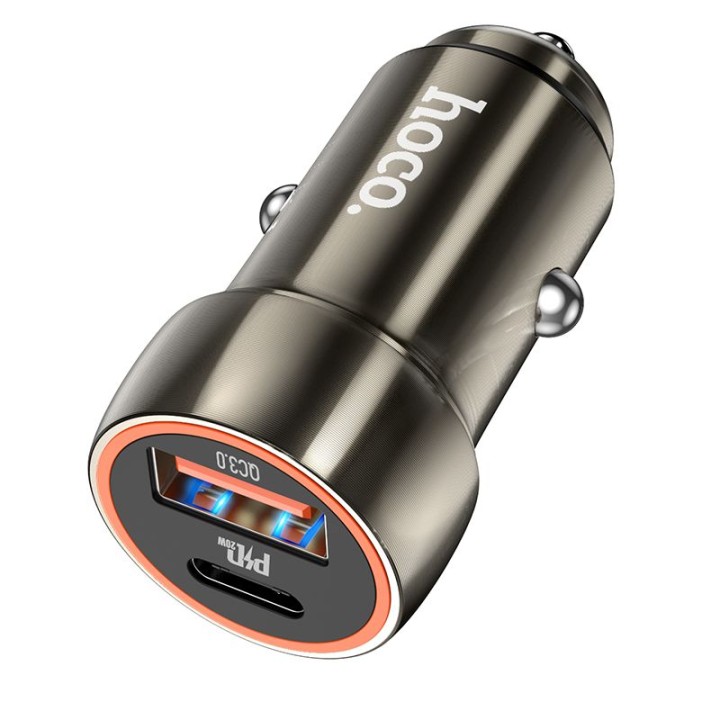 Car charger Hoco USB A + USB C QC3.0 PD 20W Z46A grey
