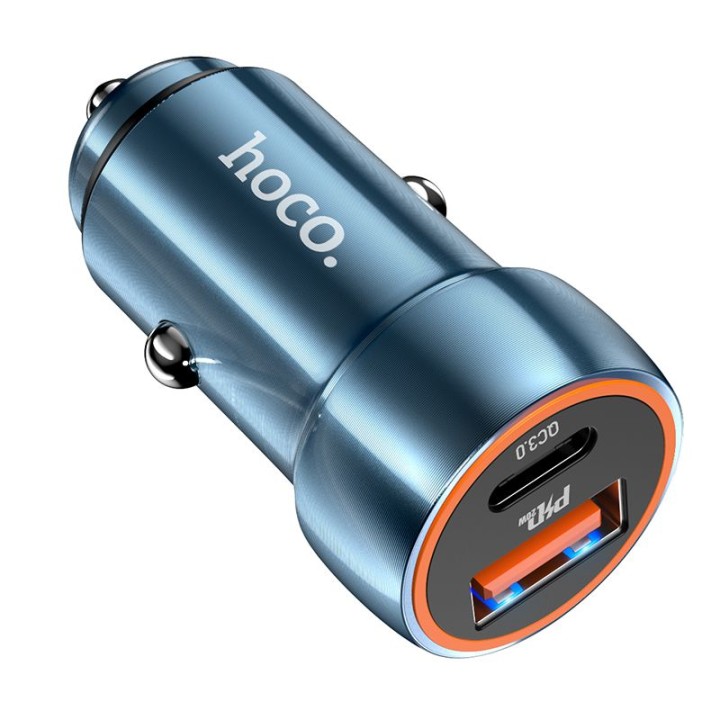 Car charger Hoco USB A + USB C QC3.0 PD 20W Z46A blue