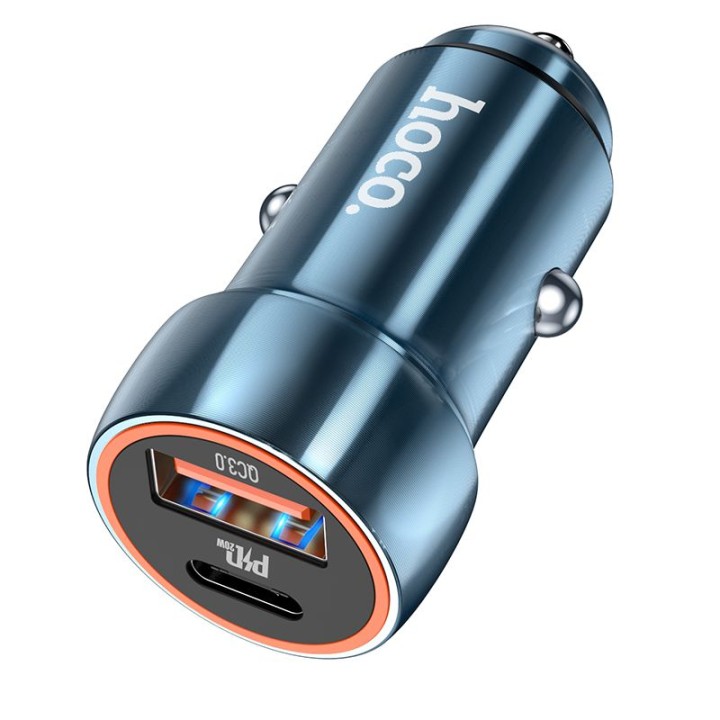 Car charger Hoco USB A + USB C QC3.0 PD 20W Z46A blue