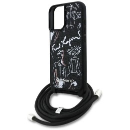 KARL LAGERFELD чохол для IPHONE 16 KLHCP16SPGGRMPCK сумісний із MagSafe (CRSSBY Grained PU W/ Pattern & Logo) чорний