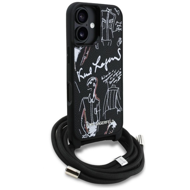 KARL LAGERFELD чохол для IPHONE 16 KLHCP16SPGGRMPCK сумісний з Magsafe (CRSSBY Grained PU W/ Pattern & Логотип) чорний