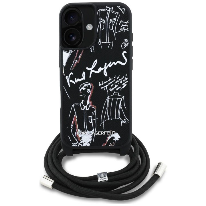KARL LAGERFELD чохол для IPHONE 16 KLHCP16SPGGRMPCK сумісний з Magsafe (CRSSBY Grained PU W/ Pattern & Логотип) чорний