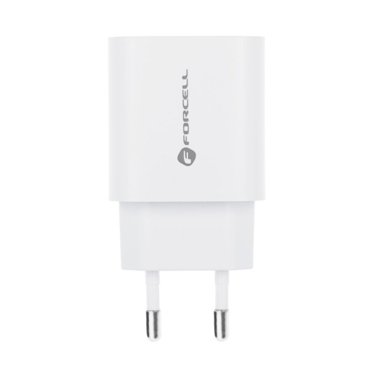 Мережевий зарядний пристрій для телефону Forcell F-Energy USB C + USB A QC4.0 PD 3A 30W TFK-TC-30WPD білий
