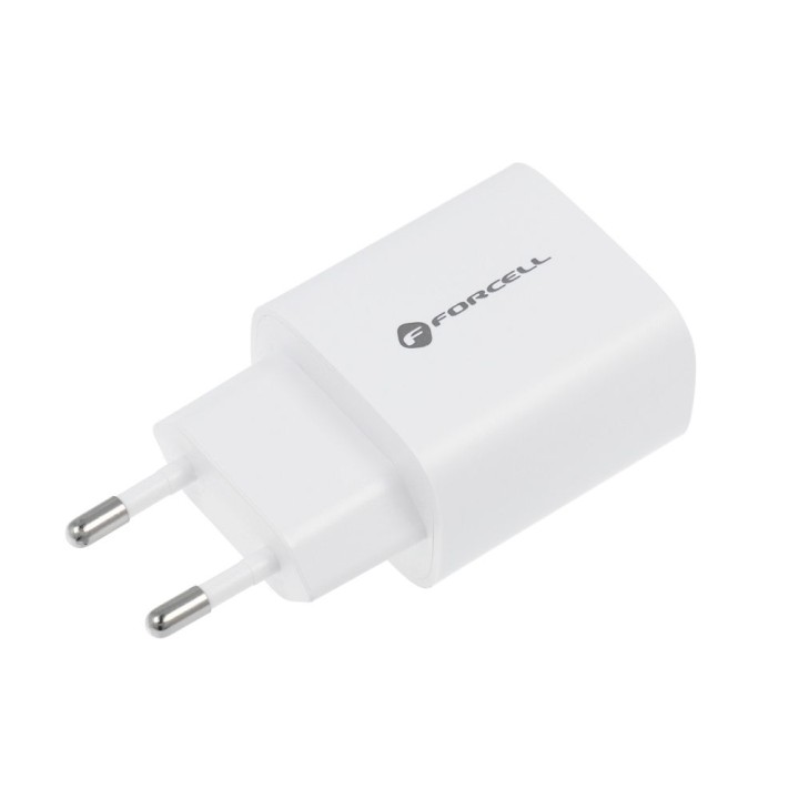 Мережевий зарядний пристрій для телефону Forcell F-Energy USB C + USB A QC4.0 PD 3A 30W TFK-TC-30WPD білий