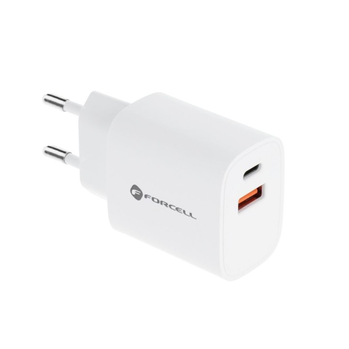 Wall charger for phone Forcell F-Energy USB C + USB A QC4.0 PD 3A 30W TFK-TC-30WPD white