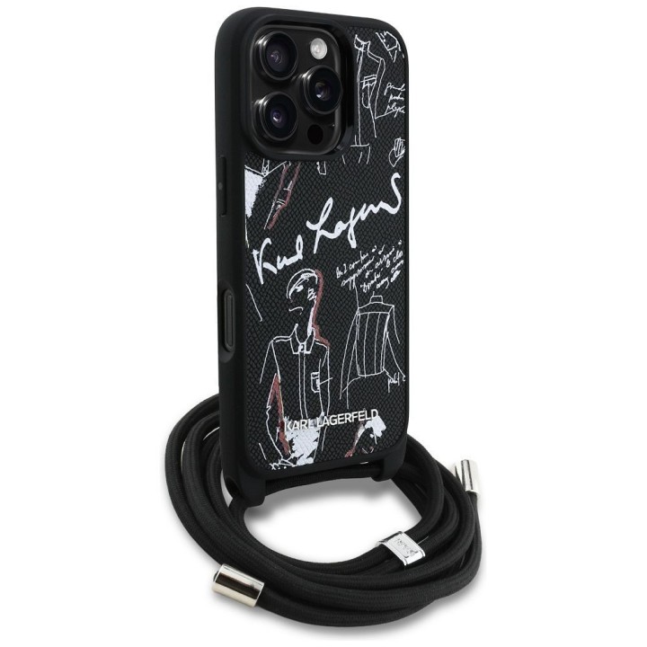 KARL LAGERFELD чохол для IPHONE 16 PRO MAX KLHCP16XPGGRMPCK сумісний з Magsafe (CRSSBY Grained PU W/ Pattern & Логотип) чорний