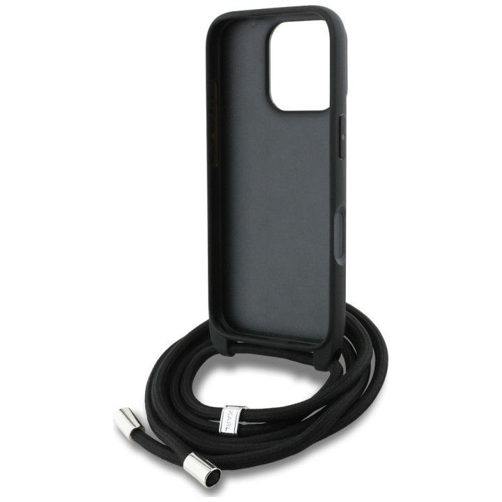 KARL LAGERFELD чехол для IPHONE 16 PRO MAX KLHCP16XPGGRMPCK совместимый с MagSafe (CRSSBY Grained PU W/ Pattern & Logo) черный