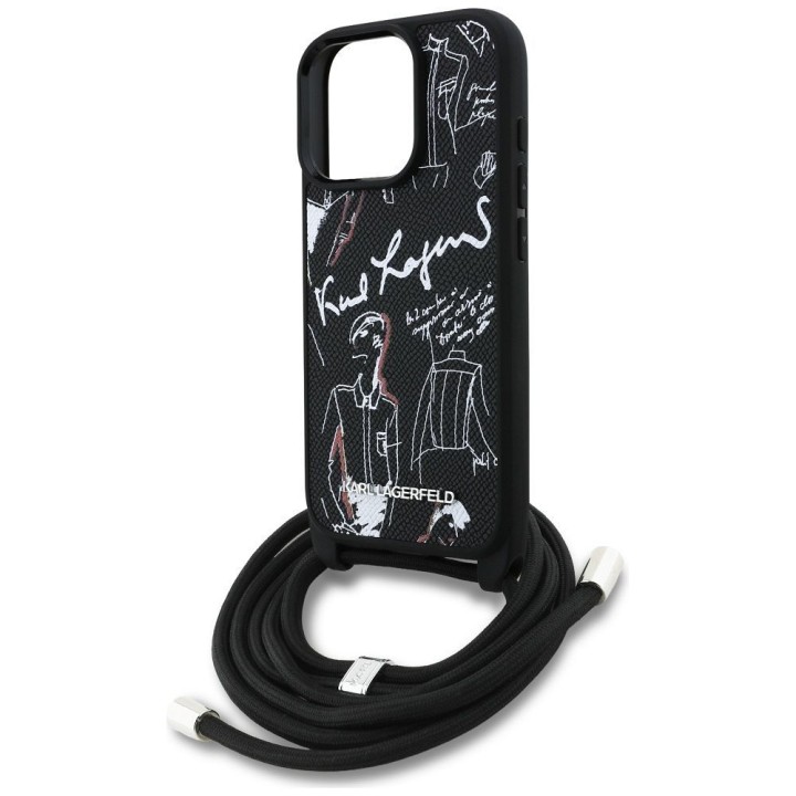 KARL LAGERFELD чохол для IPHONE 16 PRO MAX KLHCP16XPGGRMPCK сумісний із MagSafe (CRSSBY Grained PU W/ Pattern & Logo) чорний