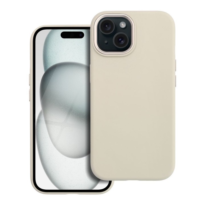 Case for iPhone 15 Forcell F-Protect Frame Premium compatible with MagSafe antique white 0INT