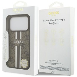 GUESS чехол для IPHONE 17 Pro совместимый с Magsafe GUHMP17LP4RPSW (4G Printed Stripes) коричневый