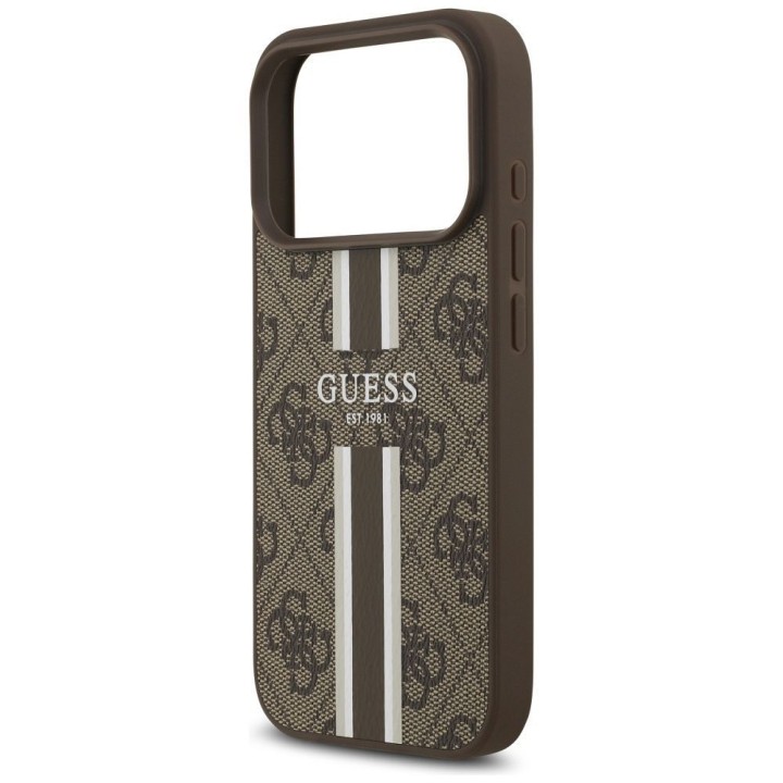 GUESS case for IPHONE 17 Pro compatible with Magsafe GUHMP17LP4RPSW (4G Printed Stripes) brown