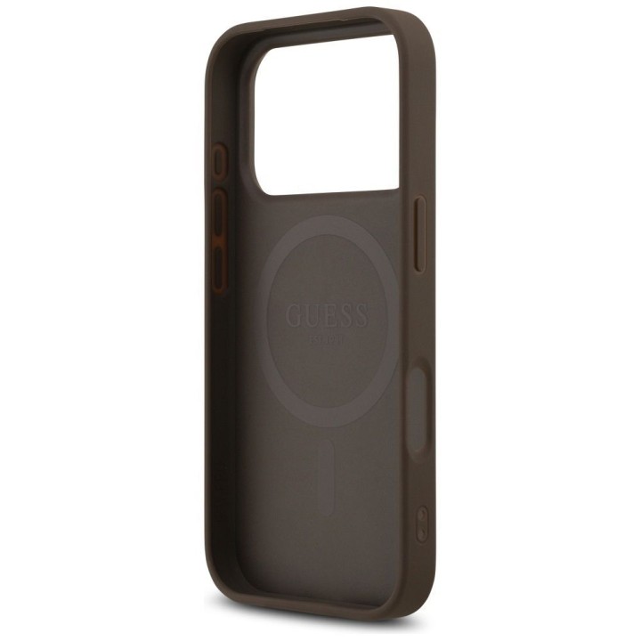 GUESS case for IPHONE 17 Pro compatible with Magsafe GUHMP17LP4RPSW (4G Printed Stripes) brown