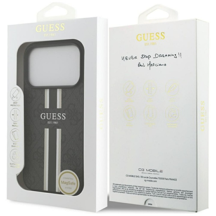 GUESS чехол для IPHONE 17 Pro совместимый с MagSafe GUHMP17LP4RPSK (4G Printed Stripes) черный