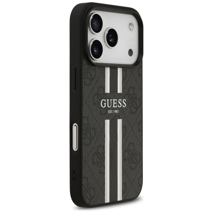 GUESS case for IPHONE 17 Pro compatible with Magsafe GUHMP17LP4RPSK (4G Printed Stripes) black