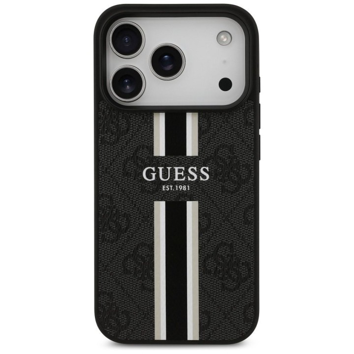 GUESS case for IPHONE 17 Pro compatible with Magsafe GUHMP17LP4RPSK (4G Printed Stripes) black