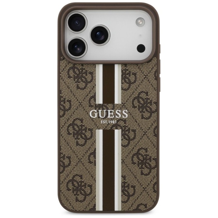 GUESS чехол для IPHONE 17 Pro Max совместимый с MagSafe GUHMP17XP4RPSW (4G Printed Stripes) коричневый