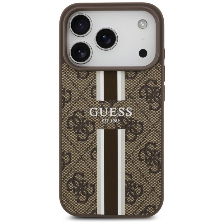 GUESS чохол для IPHONE 17 Pro сумісний із MagSafe GUHMP17LP4RPSW (4G Printed Stripes) коричневий