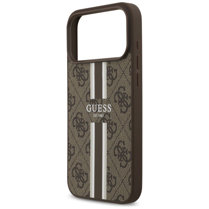 GUESS case for IPHONE 17 Pro Max compatible with MagSafe GUHMP17XP4RPSW (4G Printed Stripes) brown