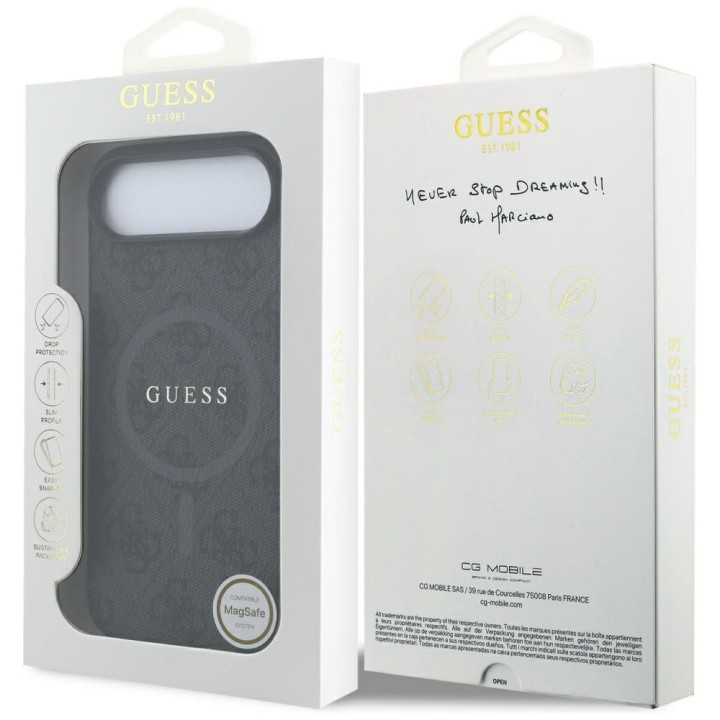 GUESS case for IPHONE 17 Air compatible with MagSafe GUHMP17MG4GFRK (PU 4G Ring Classic Logo) black