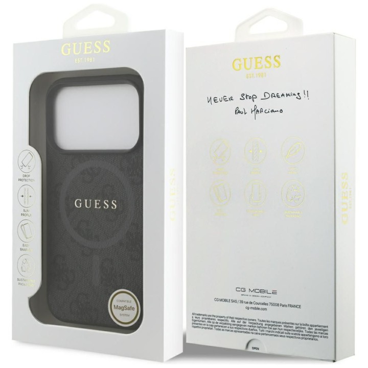 GUESS case for IPHONE 17 Pro compatible with Magsafe GUHMP17LG4GFRK (PU 4G Ring Classic Logo) black