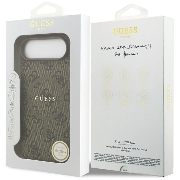 GUESS case for IPHONE 17 Air compatible with MagSafe GUHMP17MG4GFRW (PU 4G Ring Classic Logo) brown