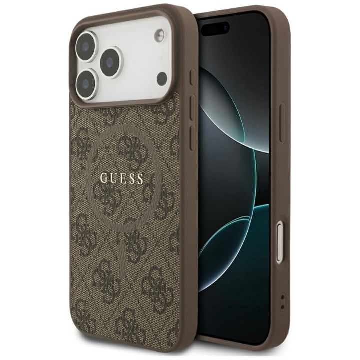 GUESS case for IPHONE 17 Pro Max compatible with Magsafe GUHMP17XG4GFRW (PU 4G Ring Classic Logo) brown