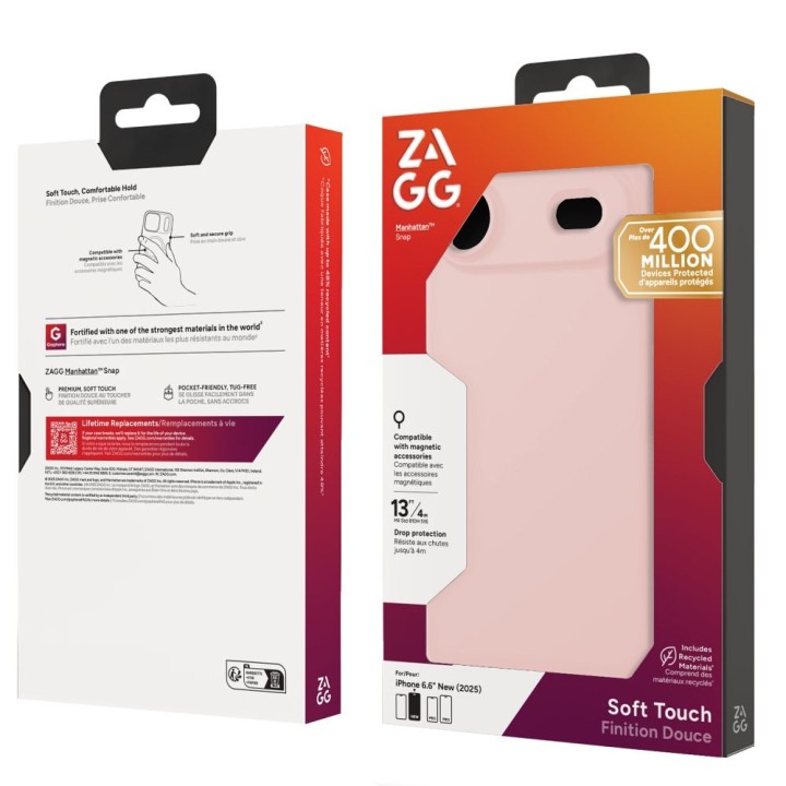 ZAGG case MANHATTAN SNAP compatible with MagSafe for IPHONE 17 Air pink blush