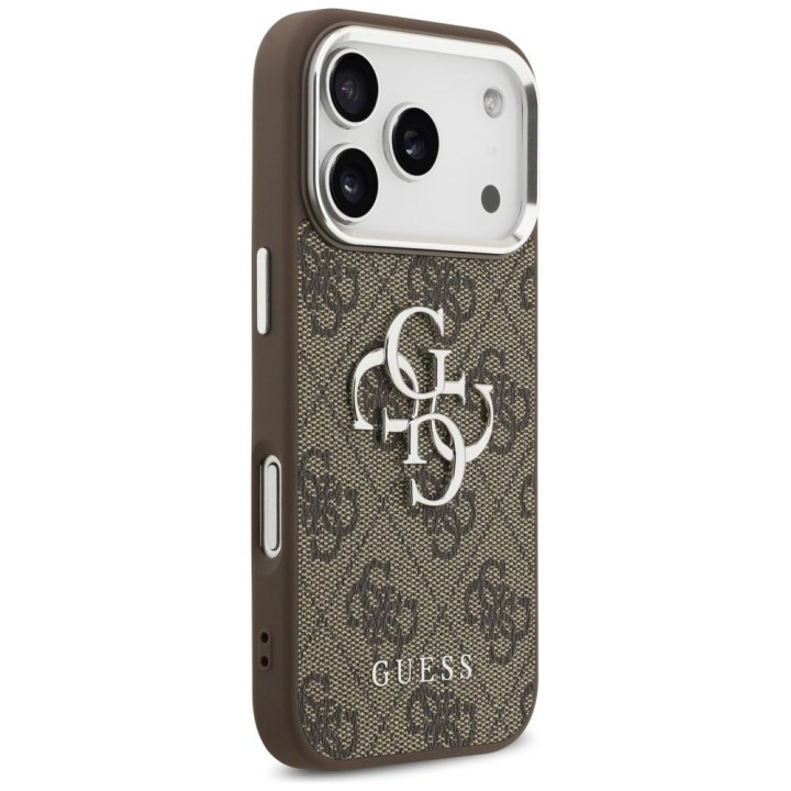 GUESS case for IPHONE 17 Pro GUHCP17LP4G4SMCW (4G PU Leather Case with Big 4G and Classic Logo and Silver Metal Camera Frame)
