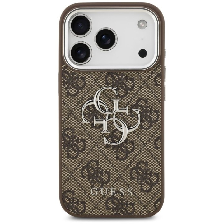 GUESS case for IPHONE 17 Pro GUHCP17LP4G4SMCW (4G PU Leather Case with Big 4G and Classic Logo and Silver Metal Camera Frame)