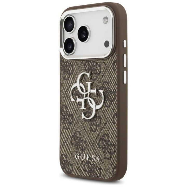 GUESS чехол для IPHONE 17 Pro GUHCP17LP4G4SMCW (4G PU Leather Case with Big 4G and Classic Logo and Silver Metal Camera Frame)