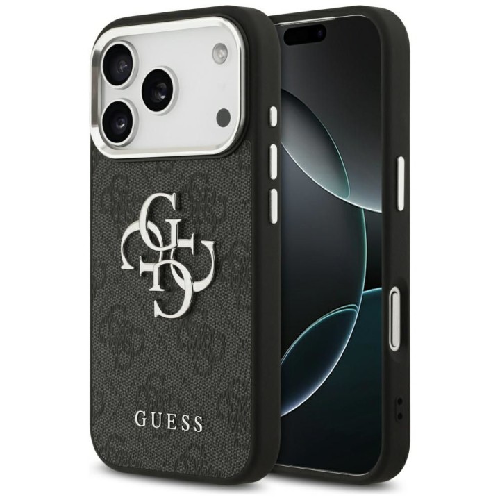 GUESS чохол для IPHONE 17 Pro GUHCP17LP4G4SMCK (4G PU Leather Case with Big 4G and Classic Logo and Silver Metal Camera Frame)